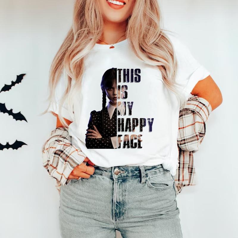 This Is My Happy Face Shirt, Wednesday Season 2Movie Shirt, Halloween SweatShirt Hoodie | CiraTrend.com