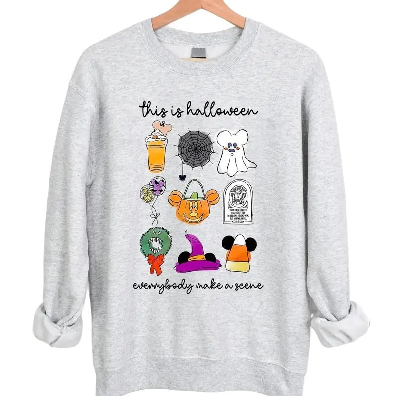 This is Halloween Everybody Make a Scene Crewneck Sweatshirt Hoodie Tshirt, Halloween 2024 Gifts | CiraTrend.com