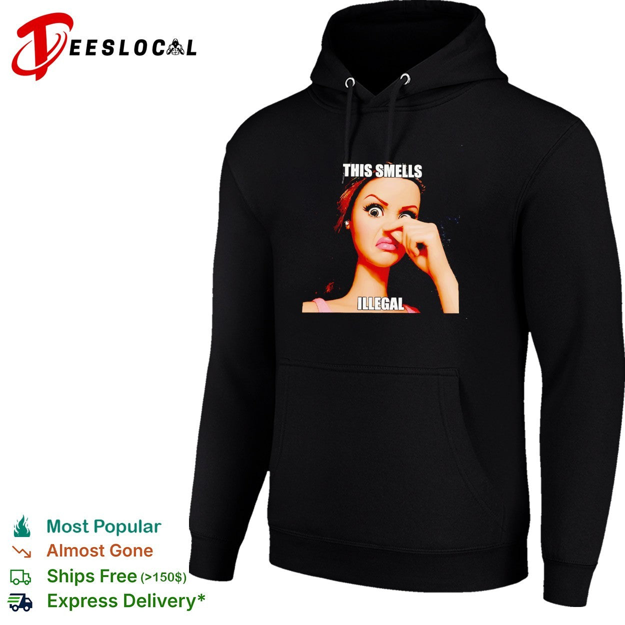 This smells illegal woman pinching nose shirt