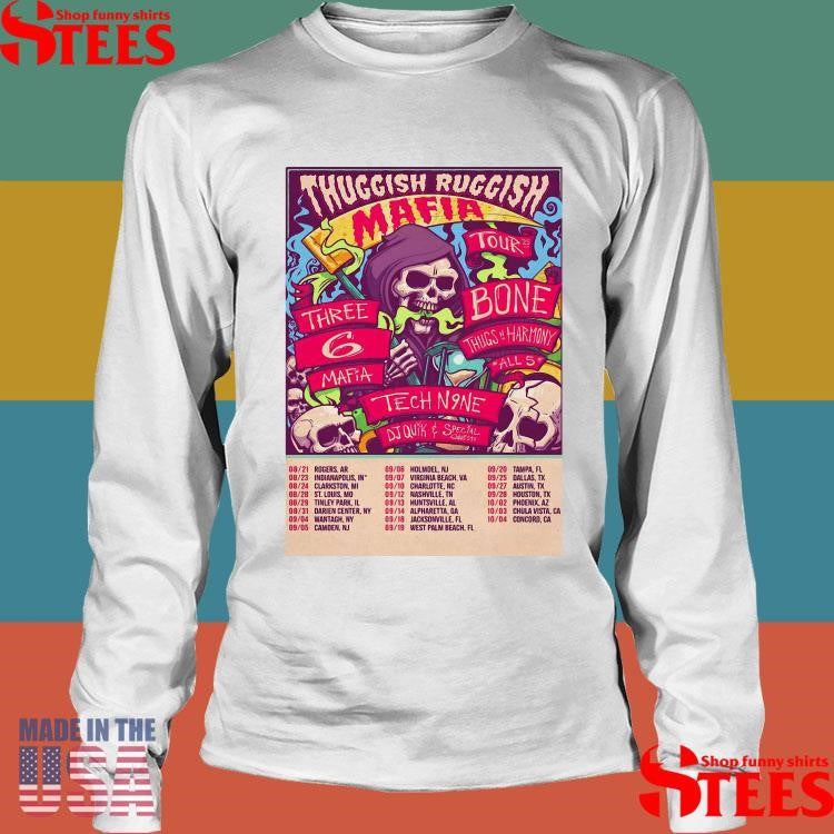 Three 6 Mafia And Bone Thugs-n-harmony Thuggish Ruggish Mafia Tour 2025 Dates T-shirt