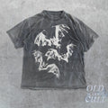Three Bats Y2k T-Shirt, Vintage 90s Style Bat T-Shirt, Washed Retro Gothic Shirt, Unisex Adult Grunge 2000s Graphic...