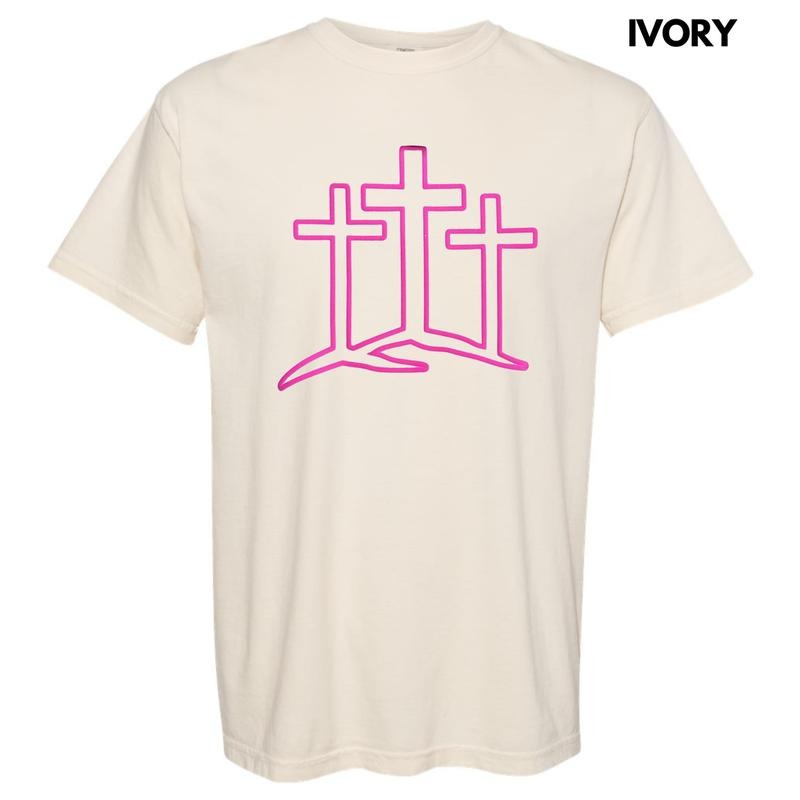 Three Crosses Pink Puff Comfort Colors T-Shirt Hoodie, Sweatshirt | CiraTrend.com