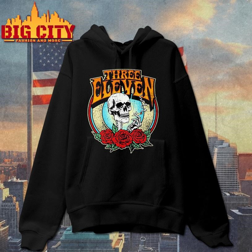 Three Eleven Smoking Skull Rose Raglan Shirt