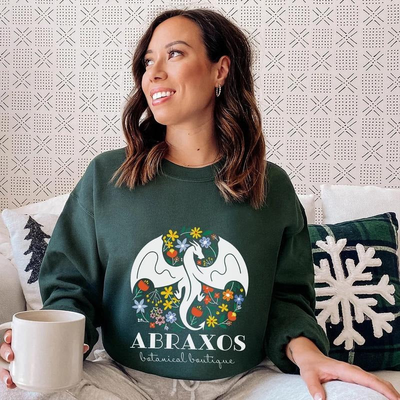 Throne of Glass Abraxos Botanical Wildflower Boutique ToG Sweatshirt, Sarah J. Maas Sjm Manon Blackbeak The Thirteen...