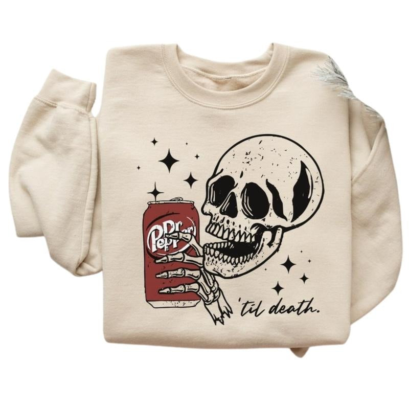 Till Death Dr. Pepper Sweatshirt, Skeleton Shirt, Cute Dr Pepper Tshirt, Skeleton drinking Dr.Pepper Hoodie | CiraTrend.com