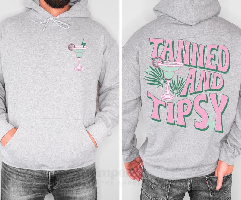 Tipsy and Tanned Hoodie, Summer Vibes Apparel, Trendy Graphic Hoodie for Beach Lovers, Casual Sweatshirt for Vacation...