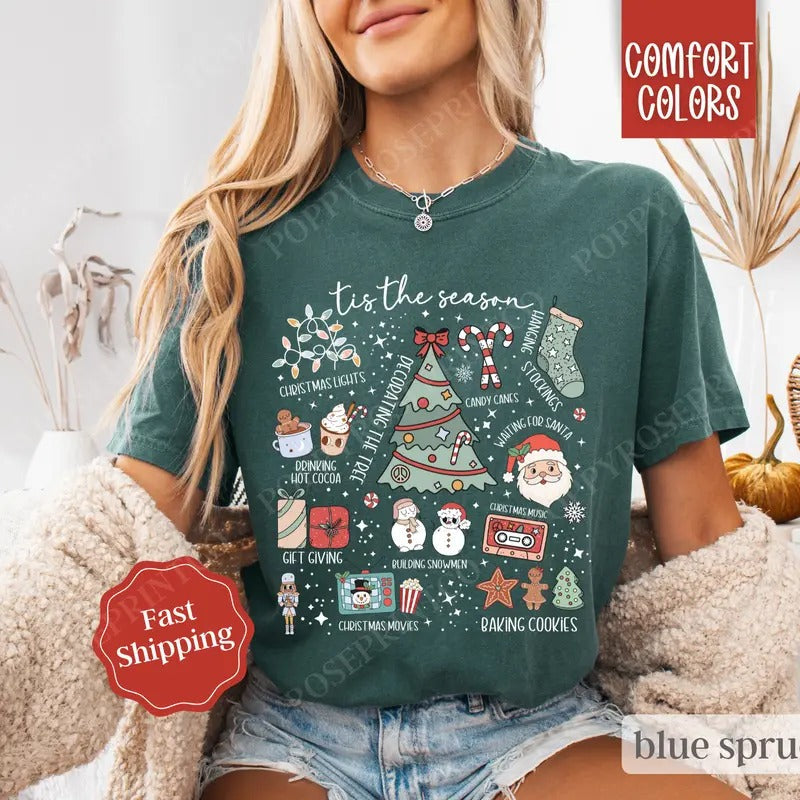 Tis the Season Collage Shirt, Tis the Season Tee, Women's Holiday Tshirt Hoodie, Sweatshirt | CiraTrend.com