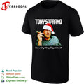 Tony Soprano holding cigar have a very merry fuhgeddaboudit shirt