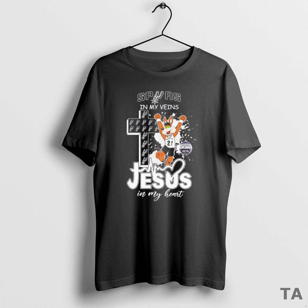Top San Antonio Spurs Mascot In My Veins Jesus In My Heart T Shirt Sweater Hoodie, Sweatshirt | CiraTrend.com