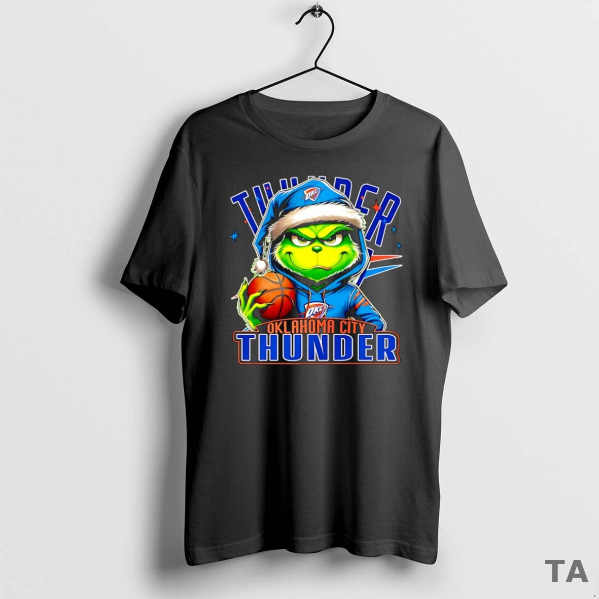 Top Santa Hat Grinch Oklahoma City Thunder Nba 2025 Christmas T Shirt Sweater Hoodie, Sweatshirt | CiraTrend.com