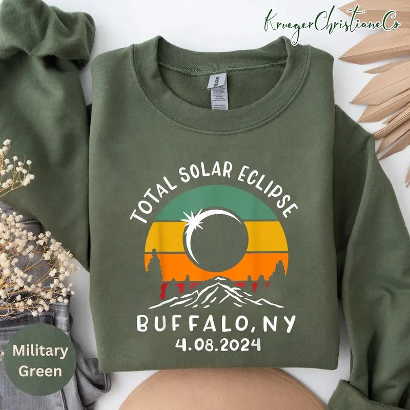 Total Solar Eclipse April 8th 2024 T-shirt, Buffalo America 2024 Sweatshirt, Retro Vintage Solar Eclipse Tee, Path of...