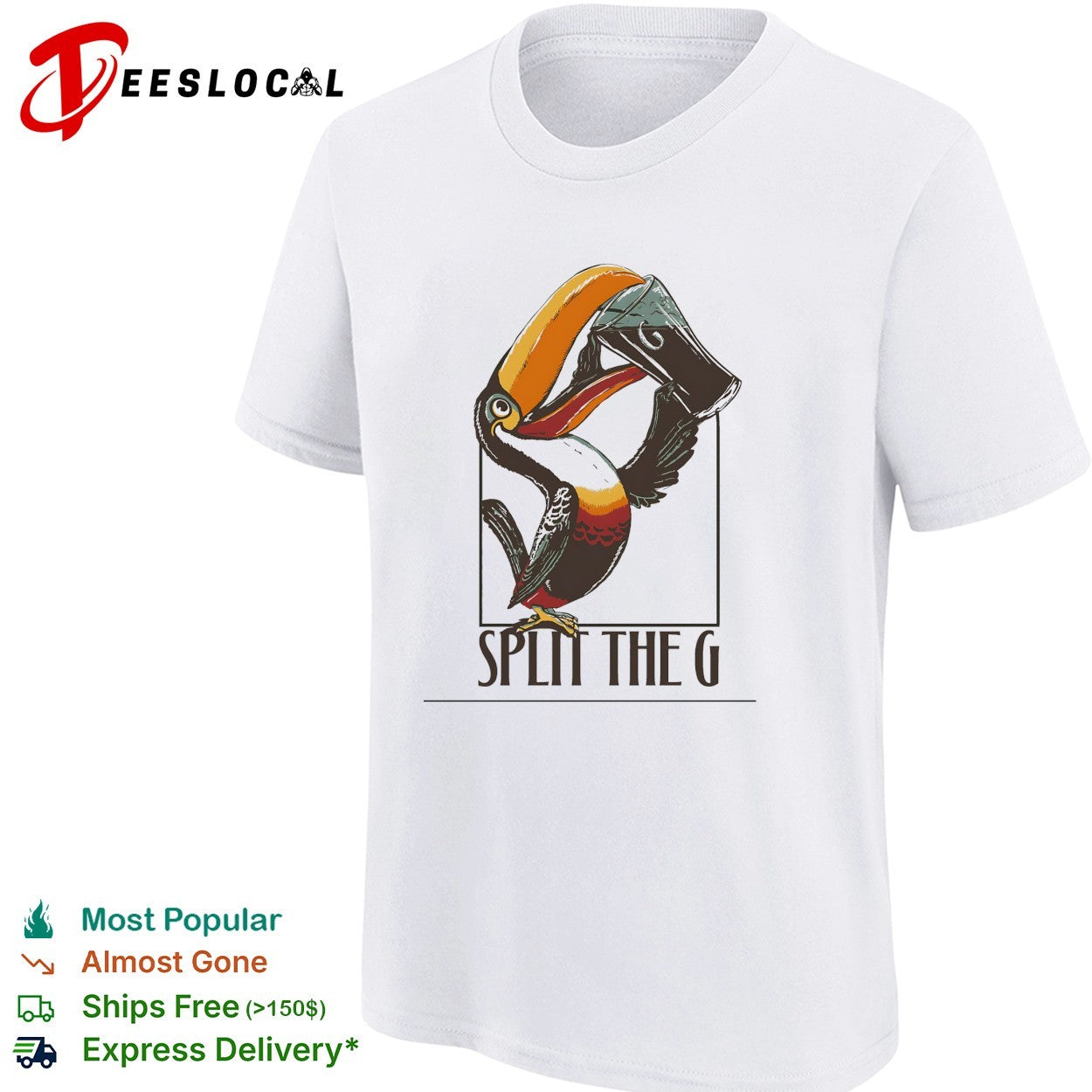 Toucan holding beer split the G shirt