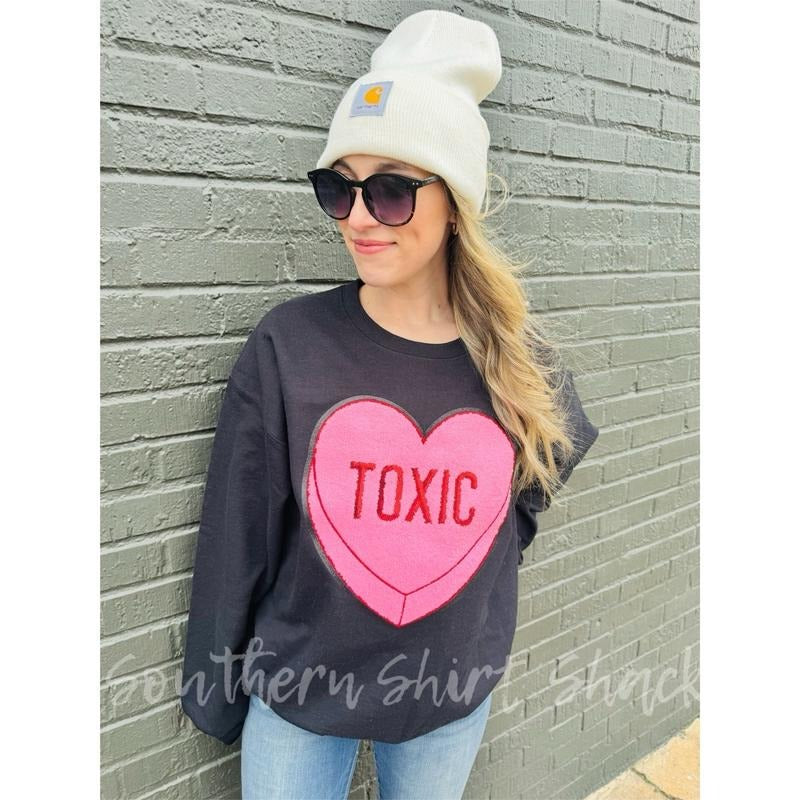 Toxic Heart Patch Sweatshirt | anti valentines Sweatshirt T-Shirts, Hoodie | CiraTrend.com