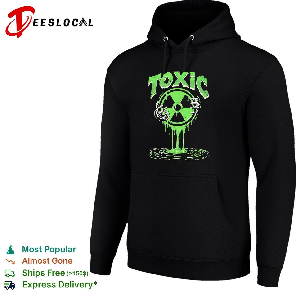 Toxic radioactive skeleton hand shirt