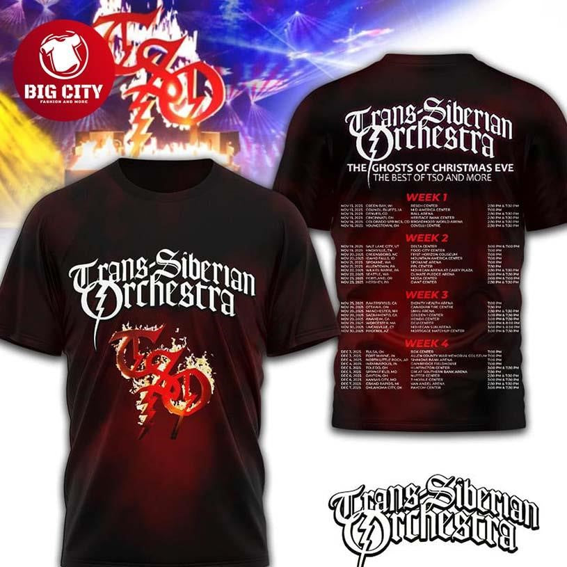 Trans-Siberian Orchestra Schedule Of Winter Tour 2025 Two Sided Shirt