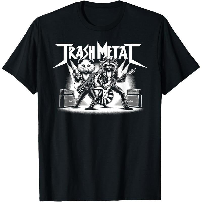 Trash Metal, Opossum Raccoon Metal Music Possum Rocker T-Shirt made in us Hoodie, Sweatshirt | CiraTrend.com