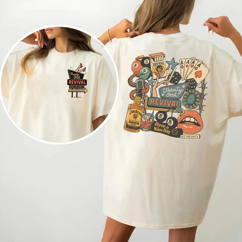 Treaty Oakk Western Tour T Shirt 2 Sided, Vintage Music Country Style Shirt, Retro Bar Cowboy Graphic Tee, Revival...