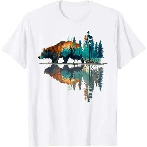 Trees Reflection Wildlife Nature Animal Bear Outdoor Forest T-Shirt Made in USA Hoodie, Sweatshirt | CiraTrend.com