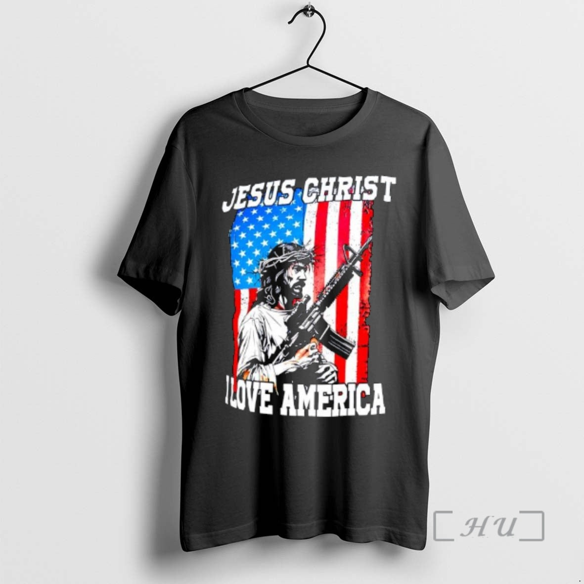 Trending Jesus Christ I Love America Rifle American Flag Graphic T-Shirts, Hoodie, Sweatshirt | CiraTrend.com