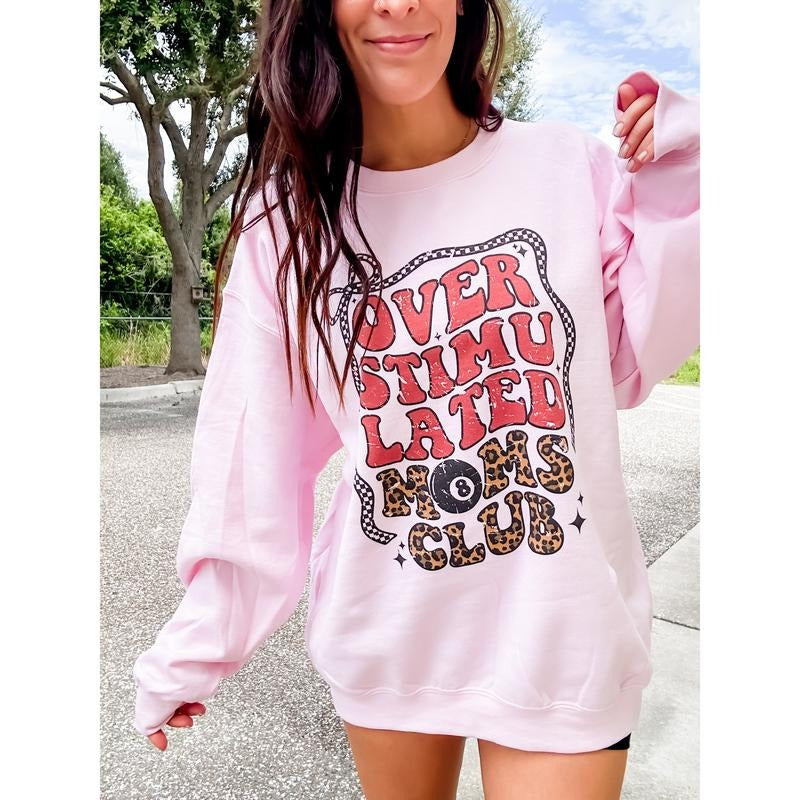 Trendy Overstimulated Mom's Club Graphic Top T-Shirts, Hoodie, Sweatshirt | CiraTrend.com