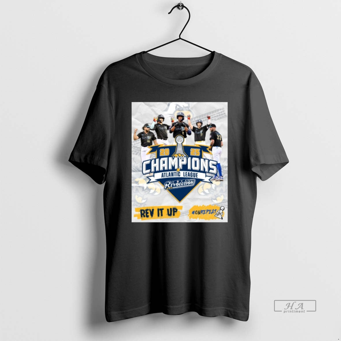 Trendy Bbj8ufc8 York Revolution 2025 Champions Atlantic League York Revolution Rev It Up Onrepeat Tee