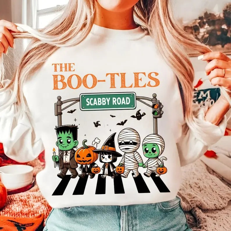 Trick Or Treat SweatShirt, The Boo-tles Parody Halloween T-Shirt, Abbey Road Sublimation Hoodie | CiraTrend.com