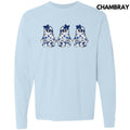Triple Blue Floral Ghosts Long Sleeve Comfort Colors T-Shirt 'NLB' Hoodie, Sweatshirt | CiraTrend.com