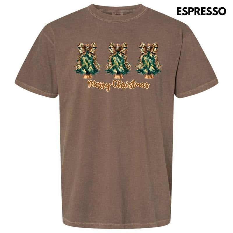 Triple Cheetah Bow Christmas Trees Comfort Colors T-Shirt 'NLB' Hoodie, Sweatshirt | CiraTrend.com