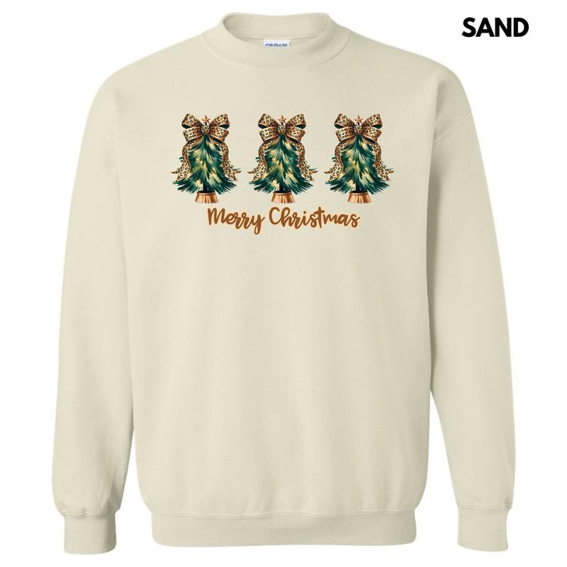 Triple Cheetah Bow Christmas Trees Sweatshirt 'NLB' T-Shirts, Hoodie | CiraTrend.com