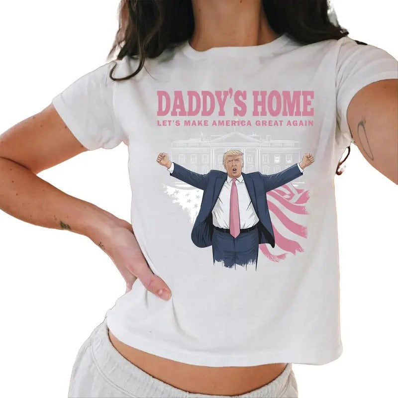Trump 47Th President Baby Tee Daddy'S Home Trump Won Again Baby Tee Trump Baby Tee Casual Comfort