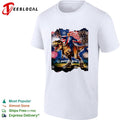 Trump Riding T-Rex American Flag Fireworks 4th Of July shirt