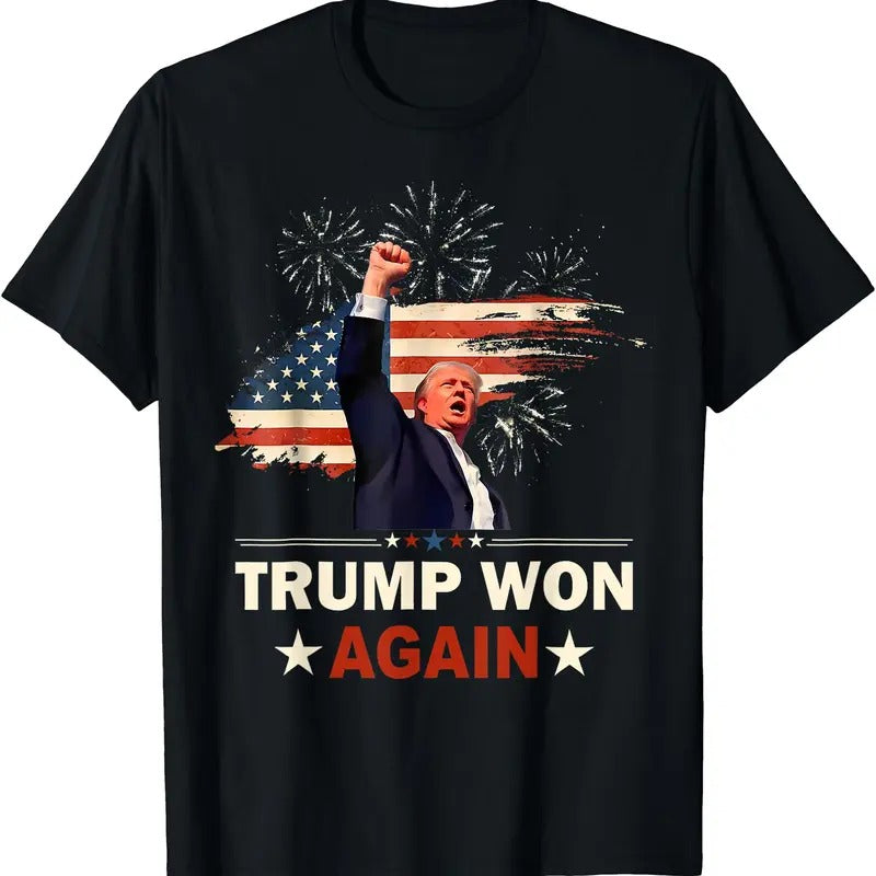 Trump Won Again 2024 Election President 47 th American Flag T-Shirt Hoodie, Sweatshirt | CiraTrend.com