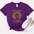 Try Jesus Dont Try Me Rhinestone Transfer ONLY - This is NOT a T Shirt Hoodie, Sweatshirt | CiraTrend.com