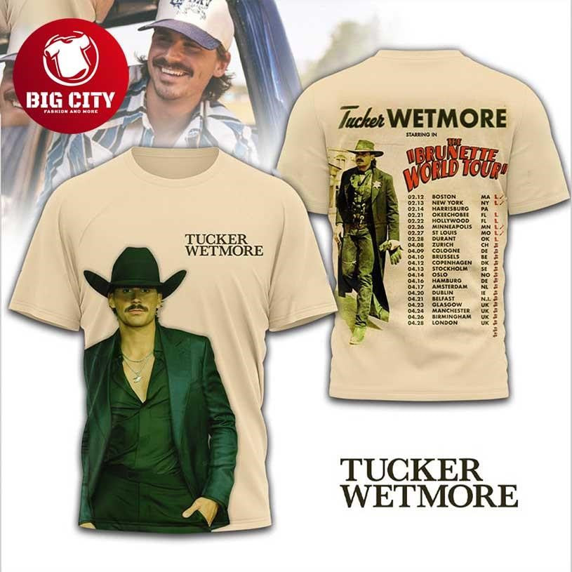 Tucker Wetmore Tour The Brunette World Tour 2025 Two Sided Shirt