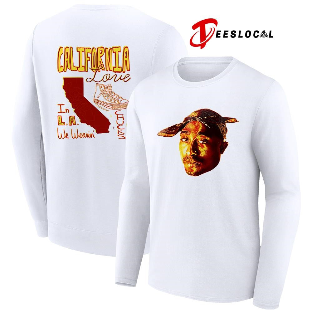 Tupac Shakur California love in LA we wearin’ chucks portrait shirt