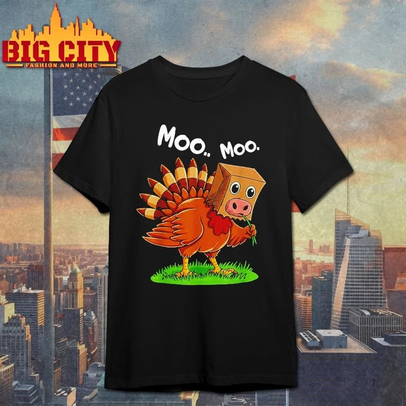 Turkey Cow Moo Moo Funny Thanksgiving shirt