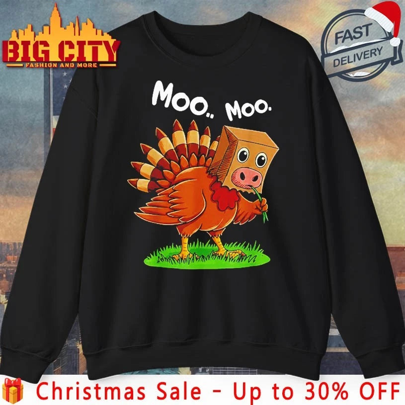 Turkey Cow Moo Moo Funny Thanksgiving shirt