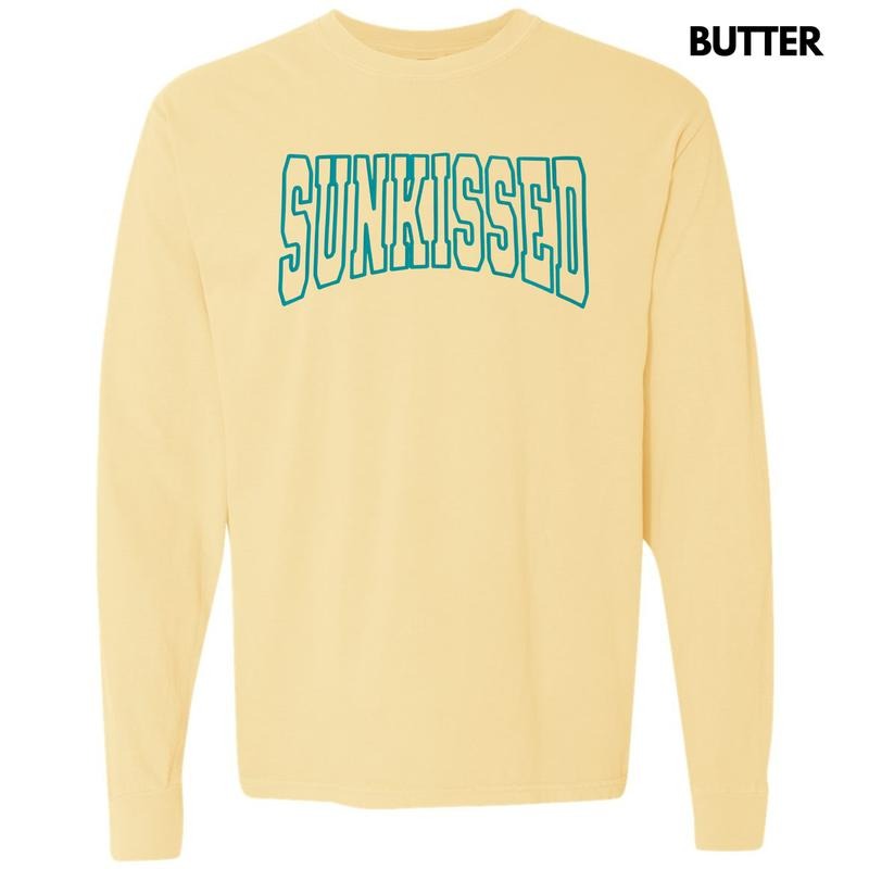 Turquoise Sunkissed Puff Long Sleeve Comfort Colors T-Shirt Hoodie, Sweatshirt | CiraTrend.com