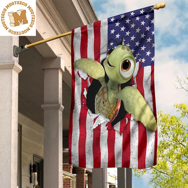 Turtle American Flag Cute Fourth Of July Flag Turtle Gifts For Her 2 Sides Garden House Flag