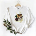 Two Mallard Duck on lake Wildlife Unisex Crewneck Sweatshirt Pullover, T-shirt, hoodie Cotton Hunting Season Fabric Menswear