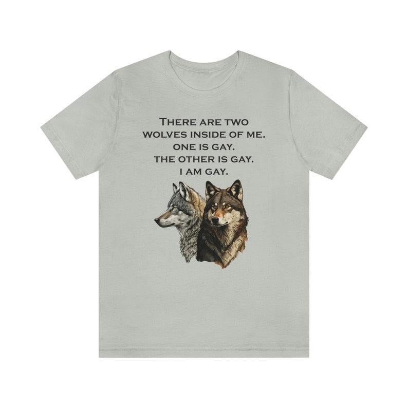 Two Wolves Meme T Shirt Hoodie Sweater, Funny LGBT Shirt, Gen Z T-Shirt, Animal Gift, Cute Wolves Gift, Gift For Woft...