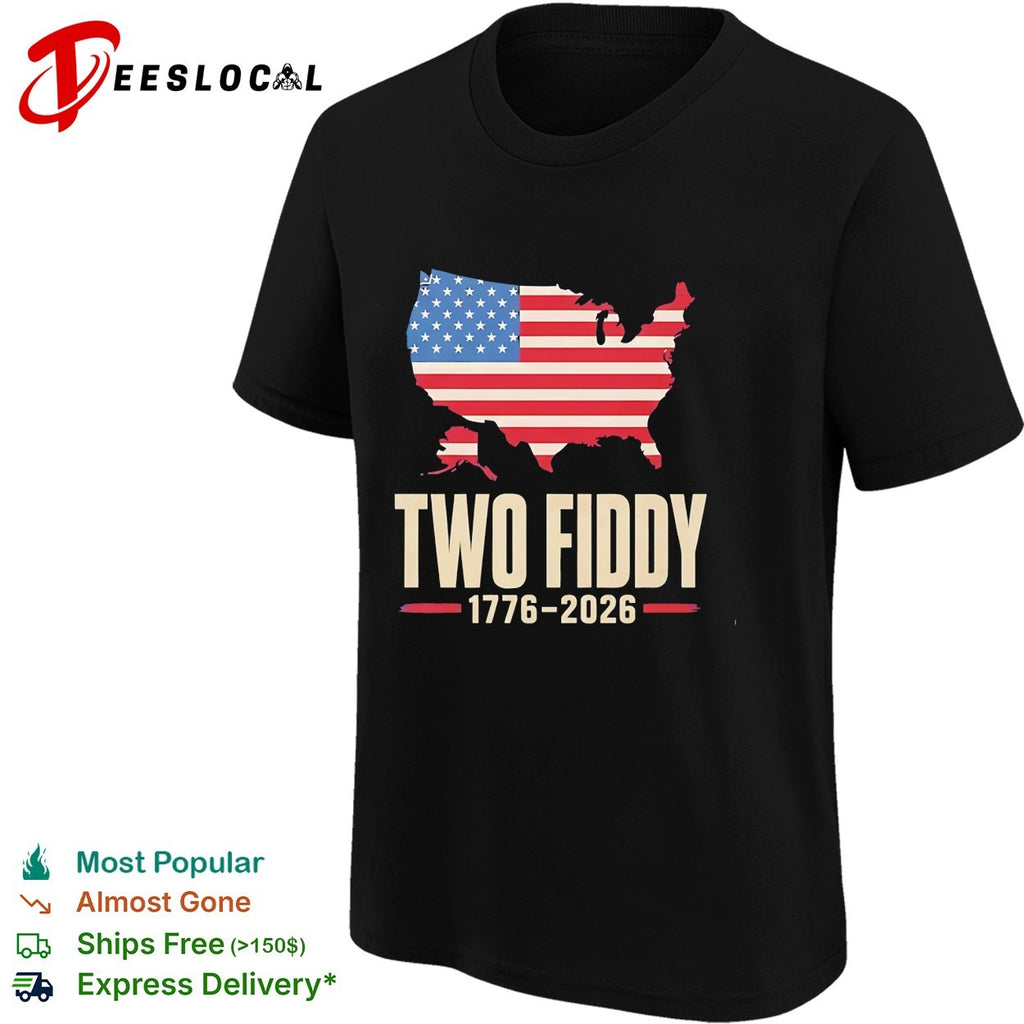 Two fiddy USA map flag shirt