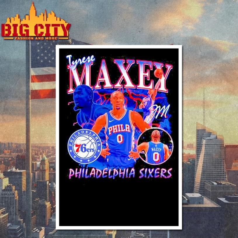 Tyrese Maxey #0 Philadelphia 76ers player signature collage Shirt