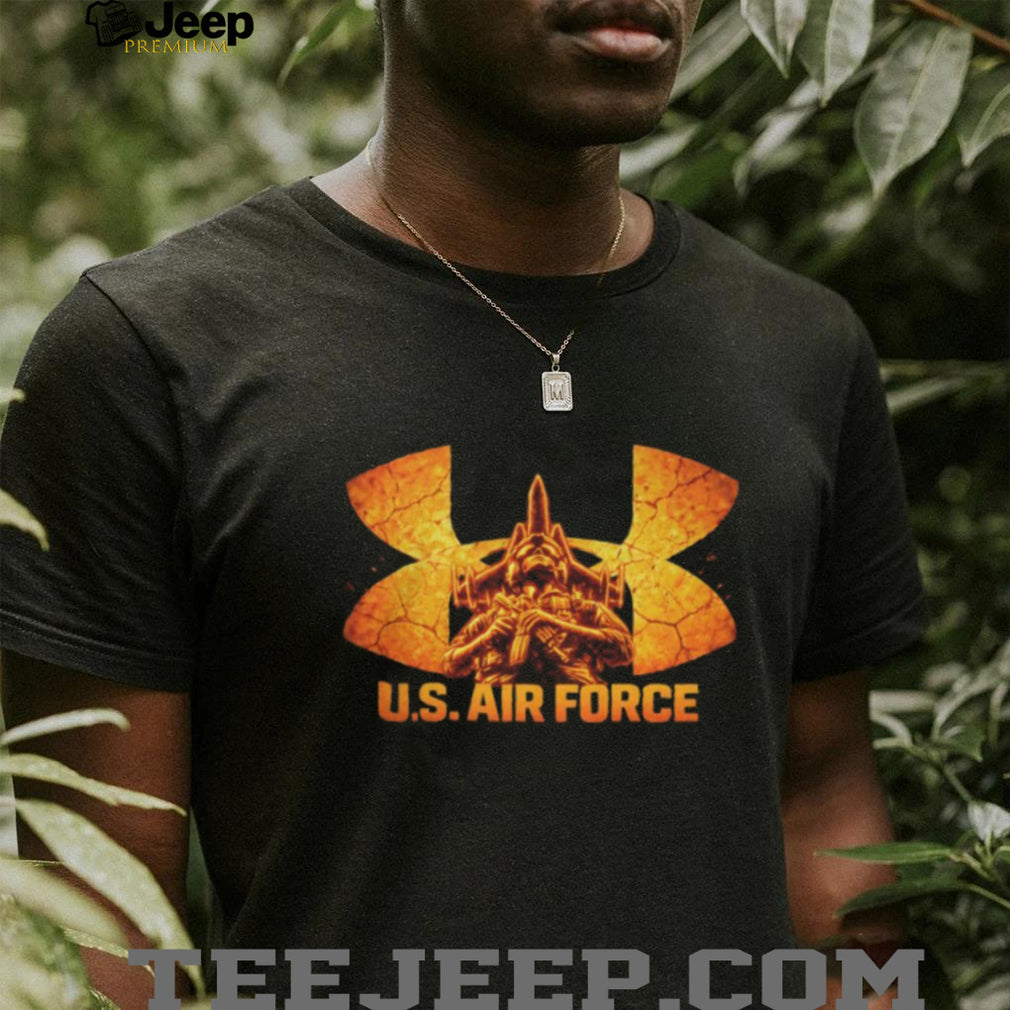 U.S. Air Force Tactical Soldier Orange Logo Graphic V Neck T Shirt