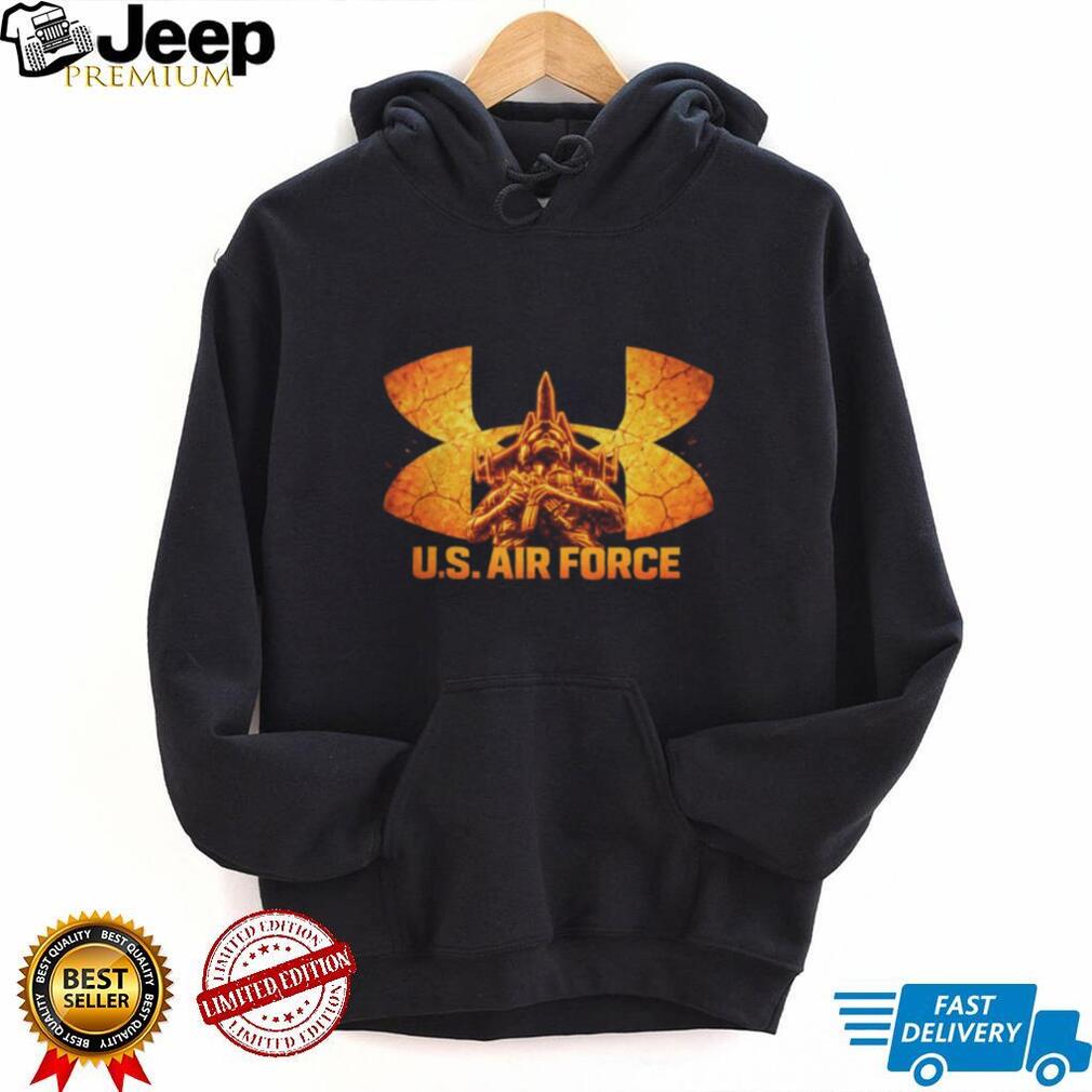U.S. Air Force Tactical Soldier Orange Logo Graphic V Neck T Shirt