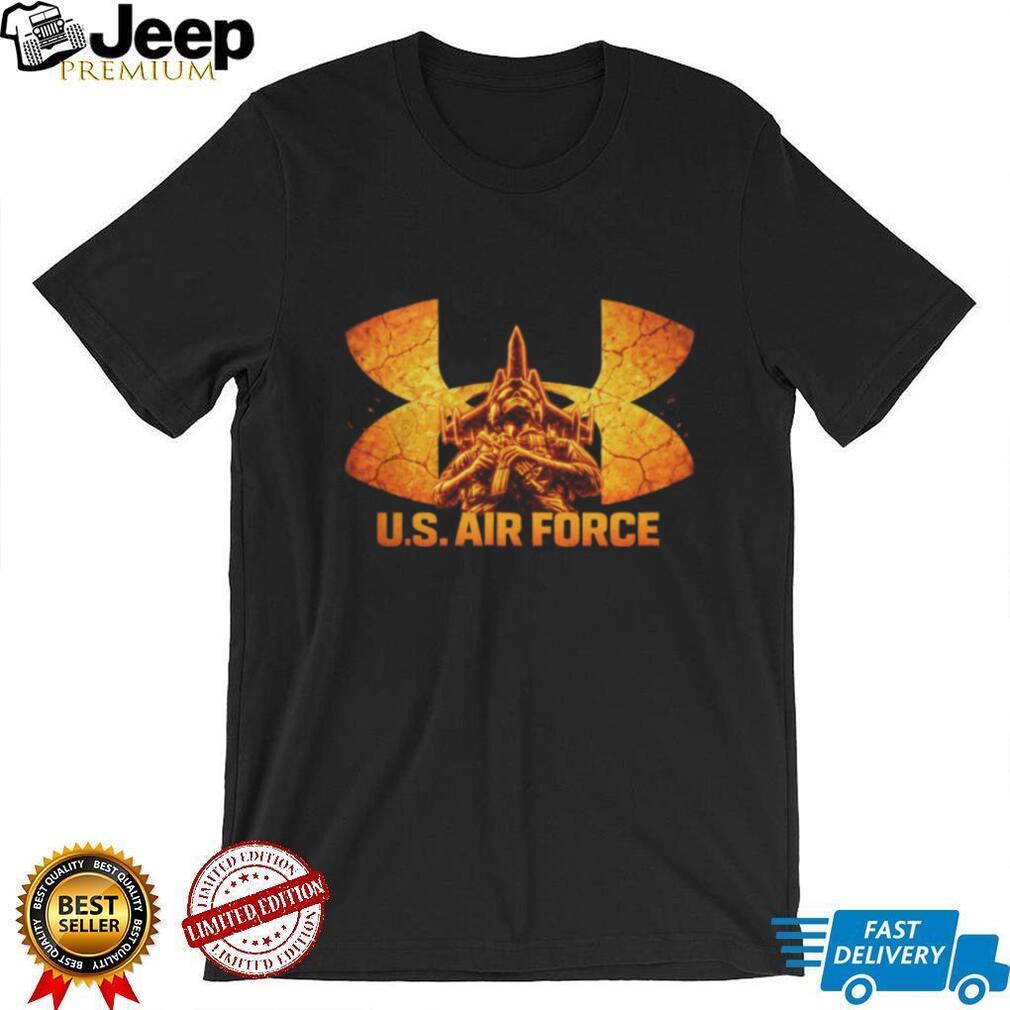 U.S. Air Force Tactical Soldier Orange Logo Graphic V Neck T Shirt