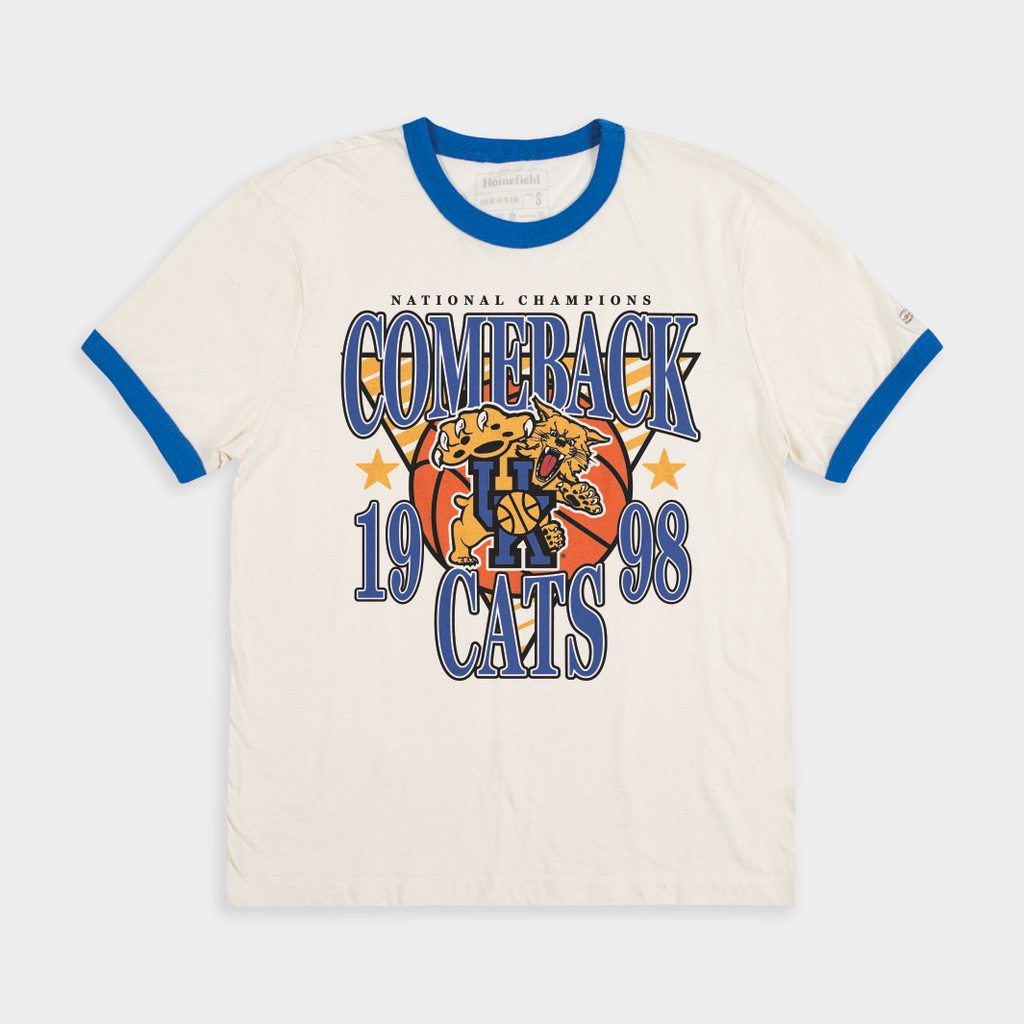 1997-98 Kentucky Basketball "Comeback Cats" Ringer Tee Style001