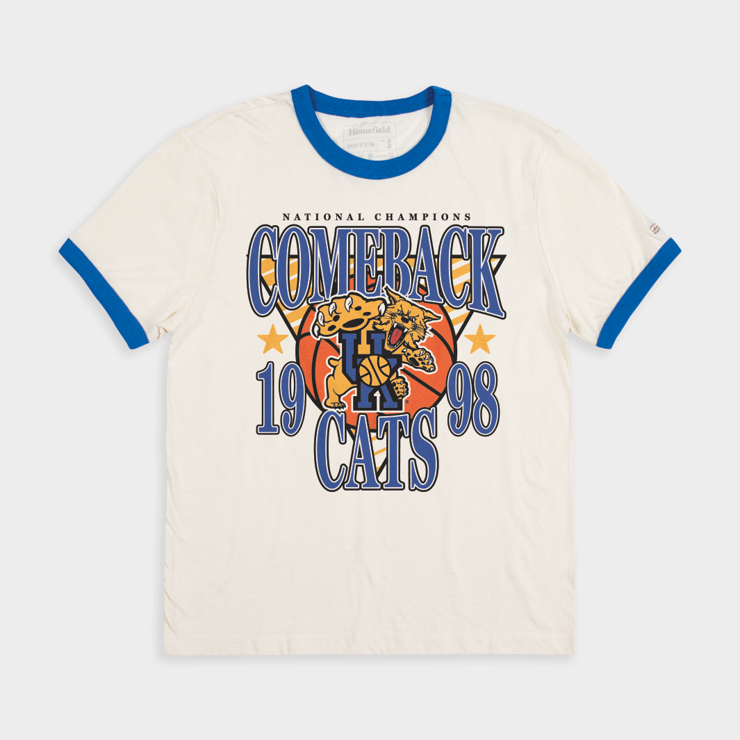 1997-98 Kentucky Basketball "Comeback Cats" Ringer Tee Style001