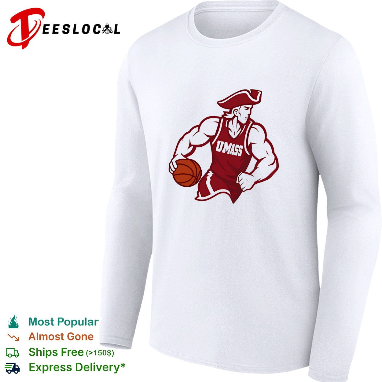 UMass basketball mascot dribbling shirt