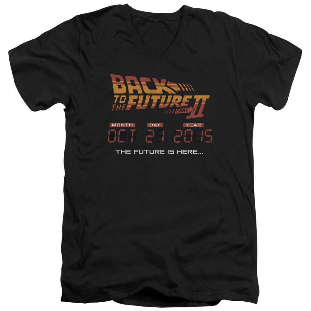 Back To The Future II Future Is Here Mens Slim Fit V-Neck T Shirt Black Hoodie, Sweatshirt | CiraTrend.com
